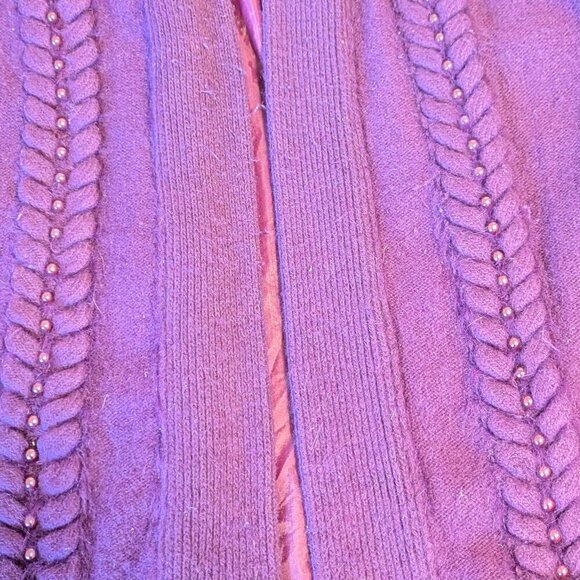 Vintage Angora Sweater Cardigan Jacket Open Front Boho Pearl Braid - Picture 7 of 8